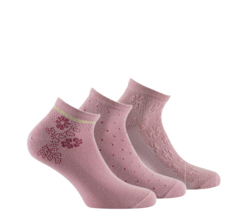 Lot de 3 paires d'ultra courtes motif fleurs en coton