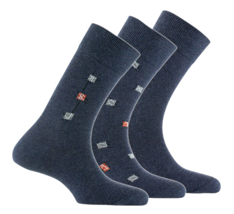 Lot de 3 paires de mi-chaussettes fantaisie hachurée
