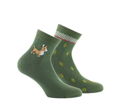 Lot de 2 paires de socquettes motif Corgi en coton