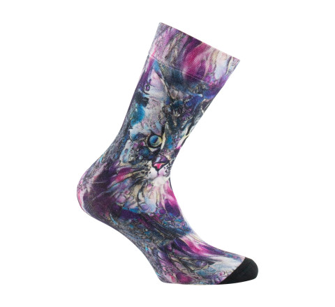 Mi-chaussettes en viscose motif chat