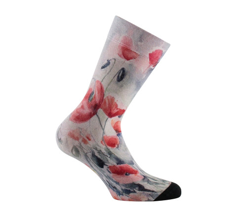 Mi-chaussettes en viscose motif Coquelicots