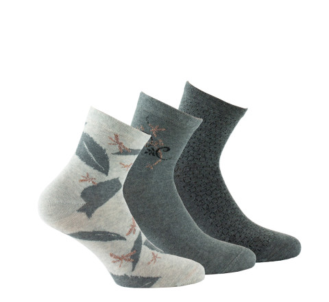 Lot de 3 paires de socquettes en coton motif libellules