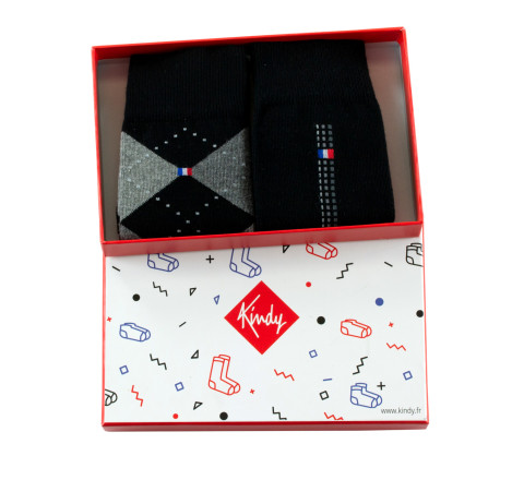 Coffret chic de 2 paires de chaussettes en coton MADE IN FRANCE