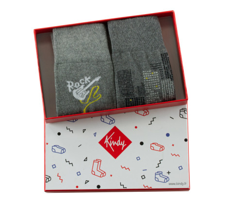 Coffret Rock de 2 paires de chaussettes en coton MADE IN FRANCE