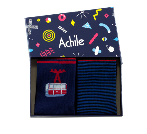 Coffret de 2 paires de chaussettes télécabine en coton MADE IN FRANCE