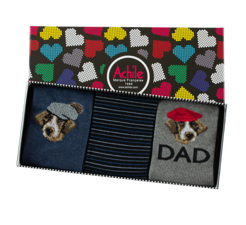 Coffret de 3 paires de chaussettes CHIEN en coton MADE IN FRANCE