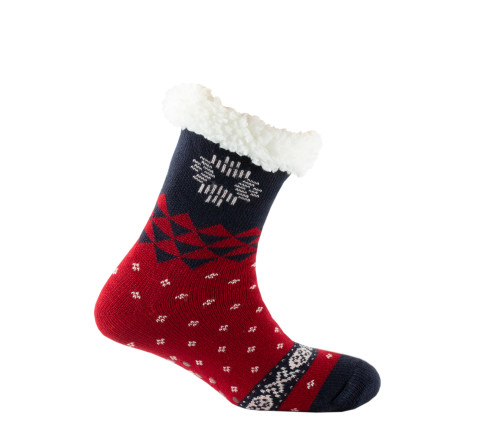 Chausson chaussette cocooning en acrylique motif flocon