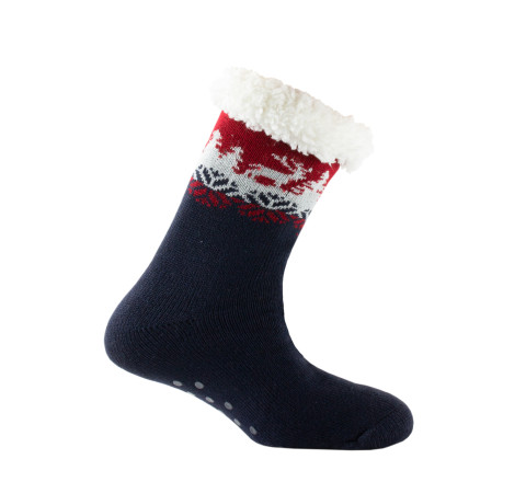 Chausson chaussette cocooning en acrylique motif hiver