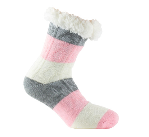 Chausson chaussette cocooning en acrylique et rayures