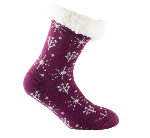 Chausson chaussette cocooning en acrylique motif flocon