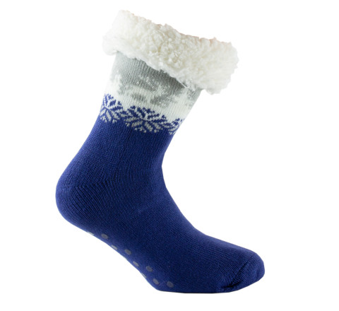 Chausson chaussette cocooning en acrylique motif montagne