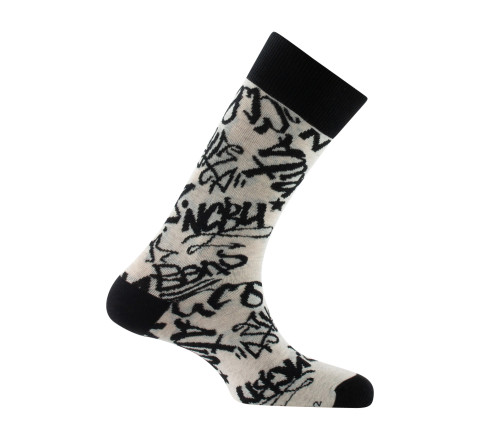 Mi-chaussettes en coton motif graff MADE IN FRANCE