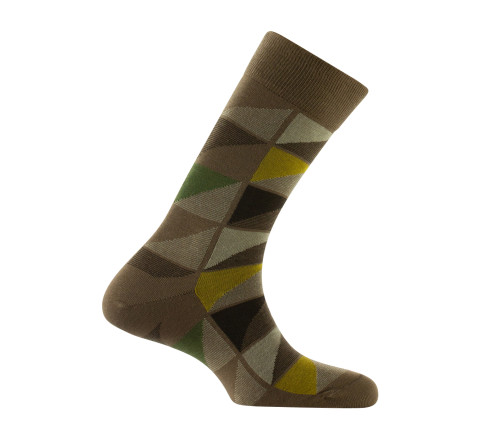 Mi-chaussettes en coton motif géométrique MADE IN FRANCE