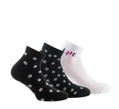 Lot de 3 paires de socquettes en coton motif paquerettes