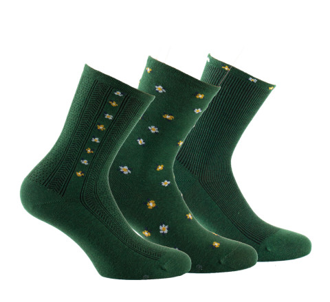 Pack de 3 paires de mi-chaussettes motif floral