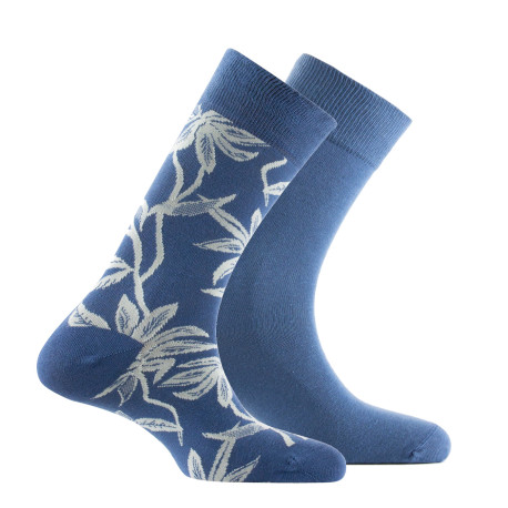 Lot de 2 paires de mi-chaussettes motif lianes et unie