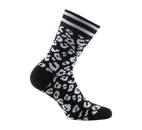 Mi-chaussettes en coton motif panthère MADE IN FRANCE