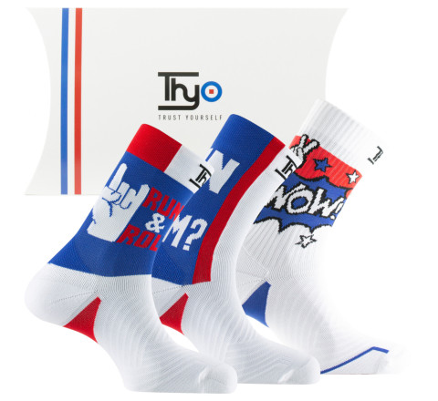 Coffret de 3 paires de mi-chaussettes running humoristiques