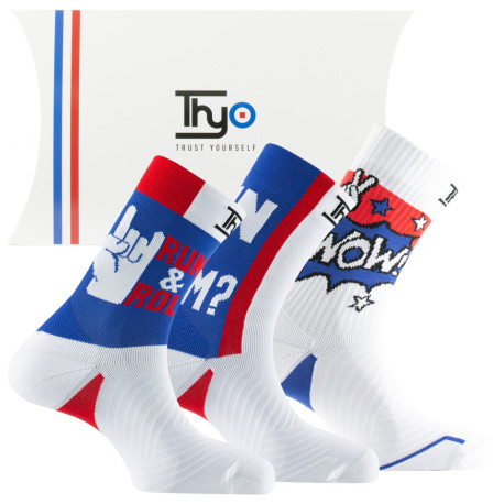 Coffret de 3 paires de mi-chaussettes running humoristiques