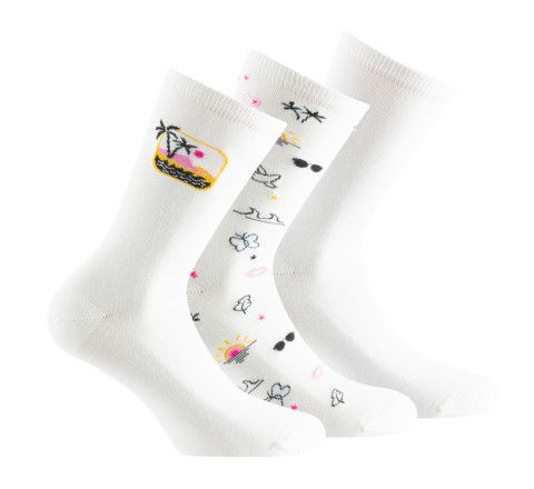 Lot de 3 paires de mi-chaussettes en coton motifs été
