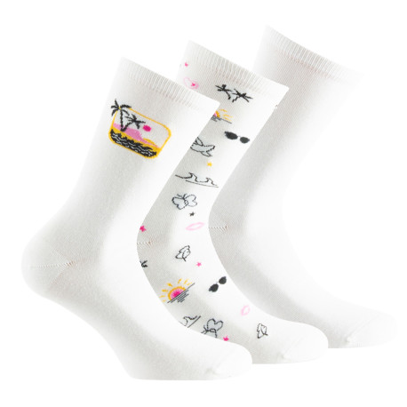 Lot de 3 paires de mi-chaussettes en coton motifs été