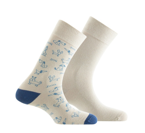 Lot de 2 paires de mi-chaussettes en coton motif chiens
