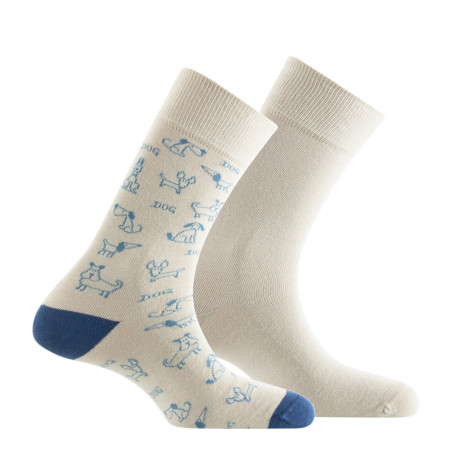 Lot de 2 paires de mi-chaussettes en coton motif chiens