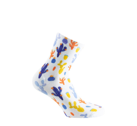 Socquette imprimée cactus en viscose de bambou