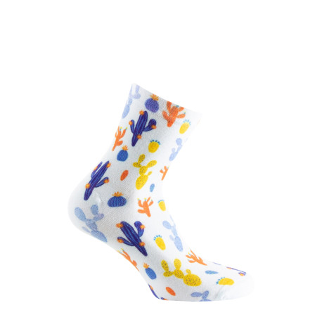 Socquette imprimée cactus en viscose de bambou