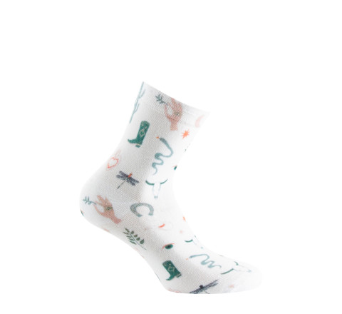 Socquette imprimée motifs country en viscose de bambou