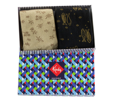Coffret de 2 paires de mi-chaussettes coton homme MADE IN FRANCE