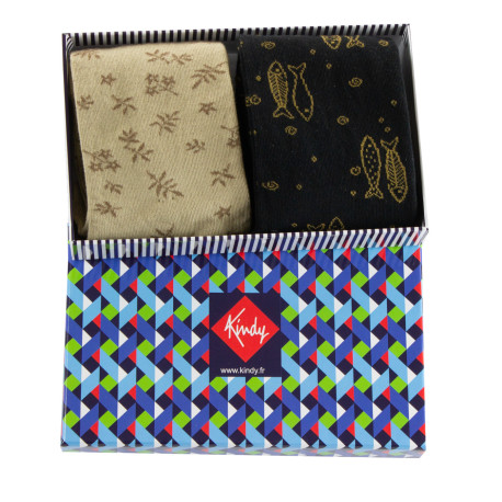 Coffret de 2 paires de mi-chaussettes coton homme MADE IN FRANCE