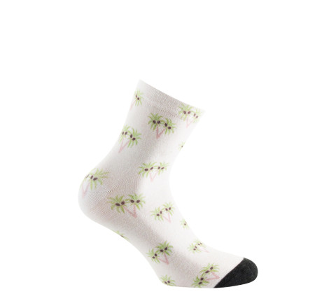 Socquette imprimée palmiers en viscose de bambou