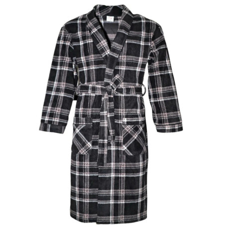 Robe de chambre homewear à col châle pour Homme à carreaux ultra douce