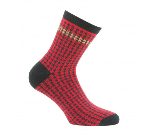 Socquettes rayures sur pied de coq made in France
