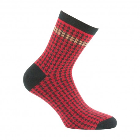 Socquettes rayures sur pied de coq made in France