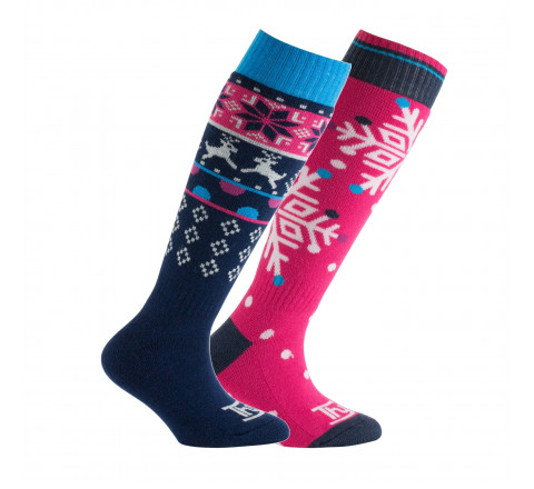 Lot de 2 paires de mi-bas ski en acrylique et laine
