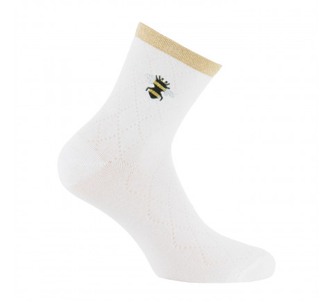 Socquettes avec broderie abeille en coton
